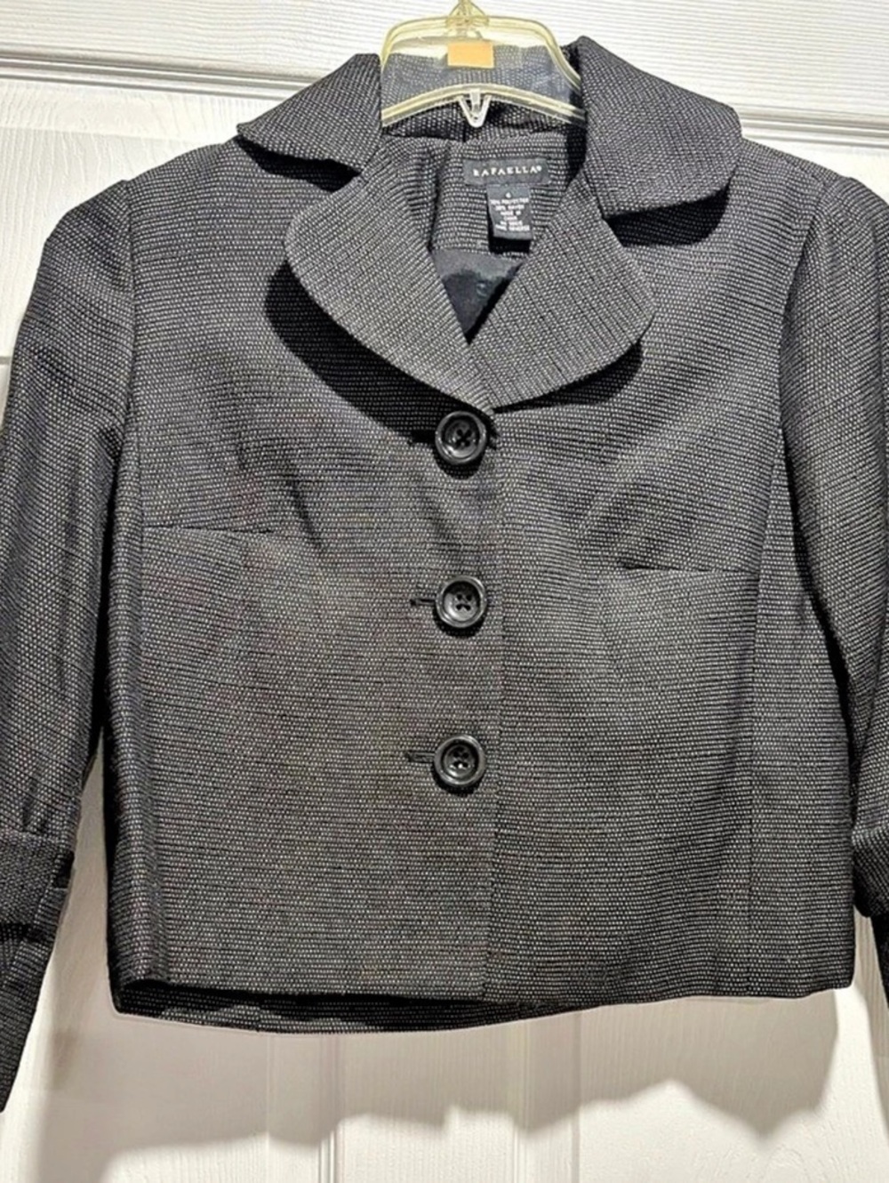 Rafaella Black Textured Button Front Jacket Size 6 Like New
